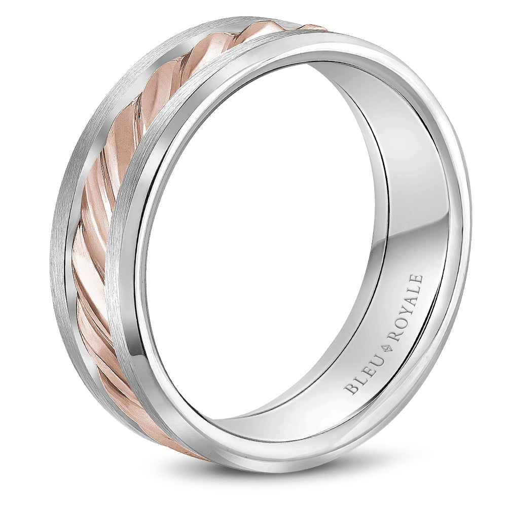 Bleu Royale Legacy Wedding Band 7.50mm Rose and White 18k Gold