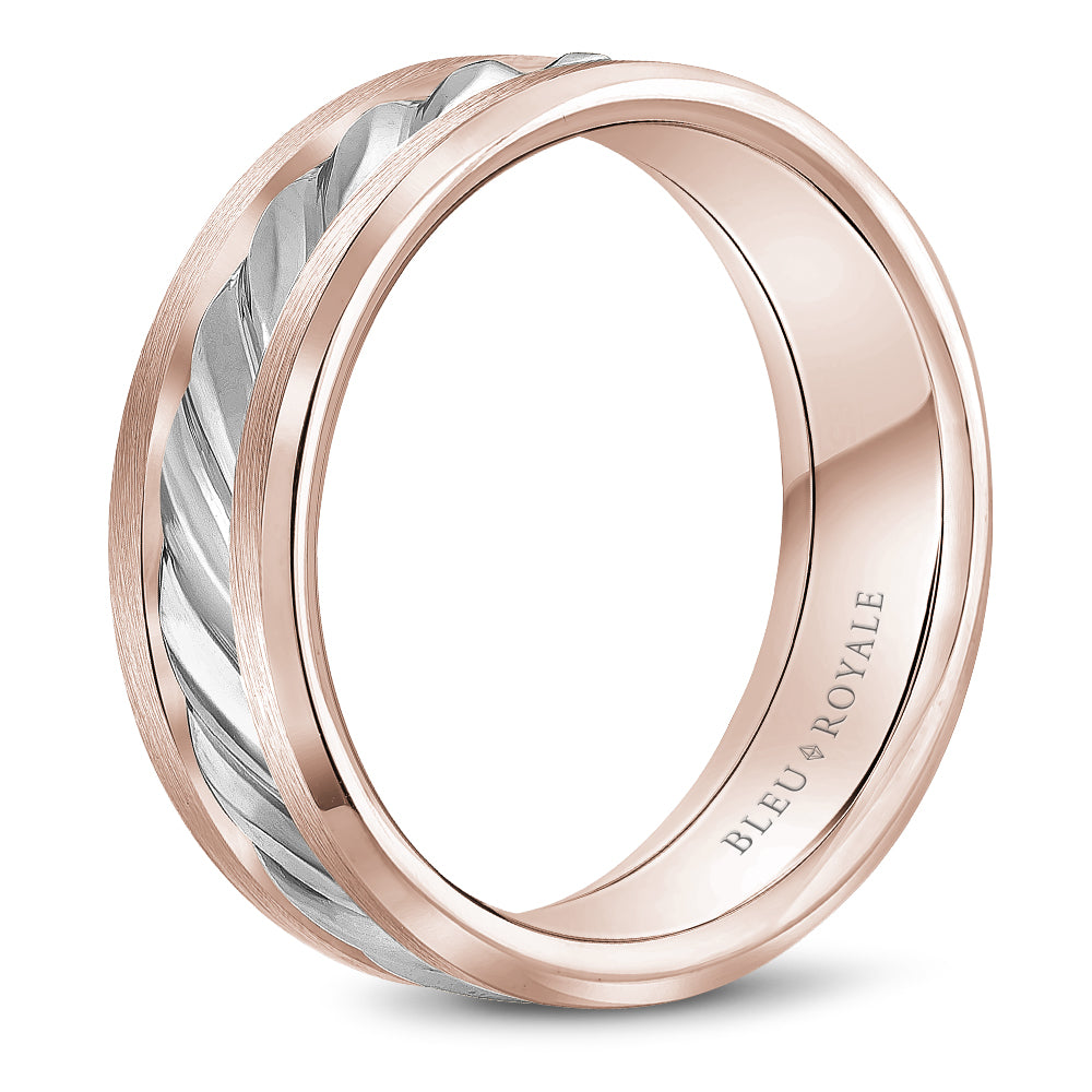 Bleu Royale Legacy Wedding Band 7.50mm White and Rose 18k Gold