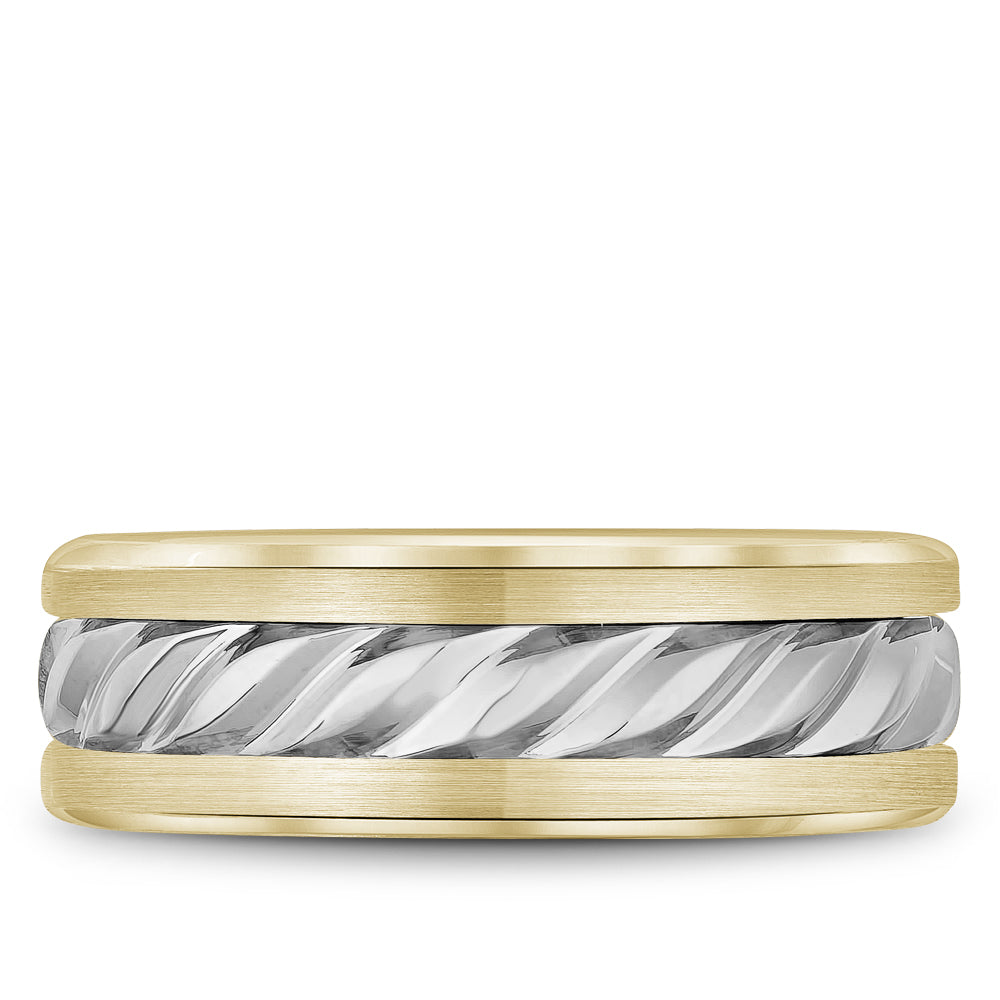 Bleu Royale Legacy Wedding Band 7.50mm White and Yellow 14k Gold