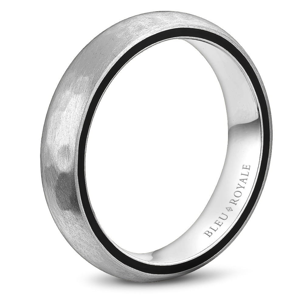 Bleu Royale Distinct Wedding Band 5.00mm Platinum with Black Enamel