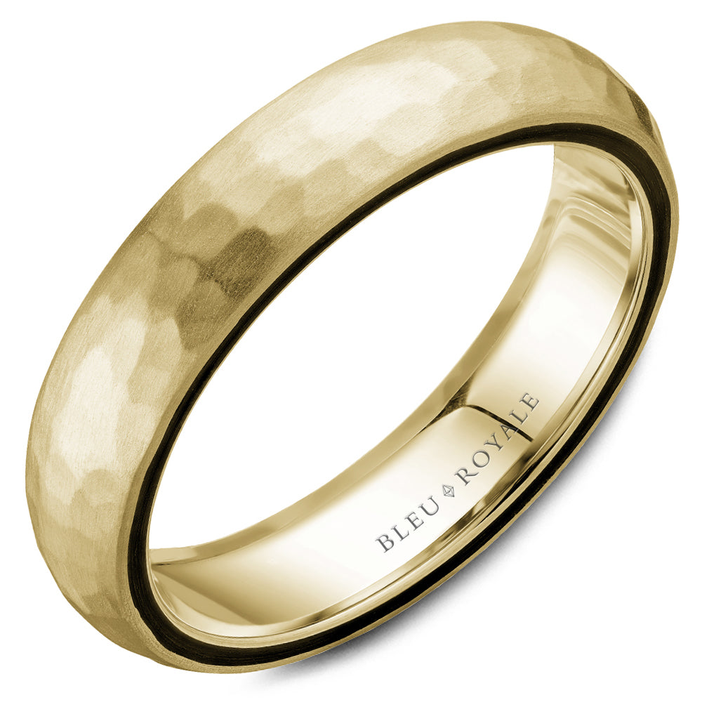Bleu Royale Distinct Wedding Band 5.00mm Yellow 14k Gold & Black Enamel