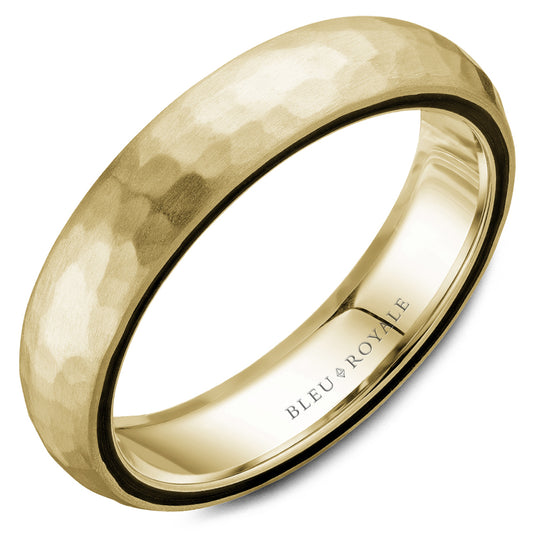 Bleu Royale Distinct Wedding Band 5.00mm Yellow 14k Gold & Black Enamel