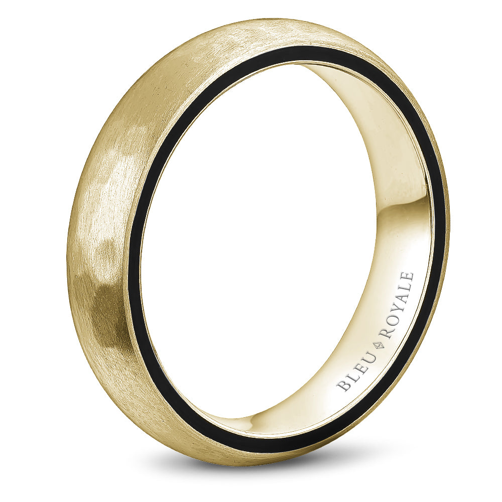 Bleu Royale Distinct Wedding Band 5.00mm Yellow 18k Gold & Black Enamel