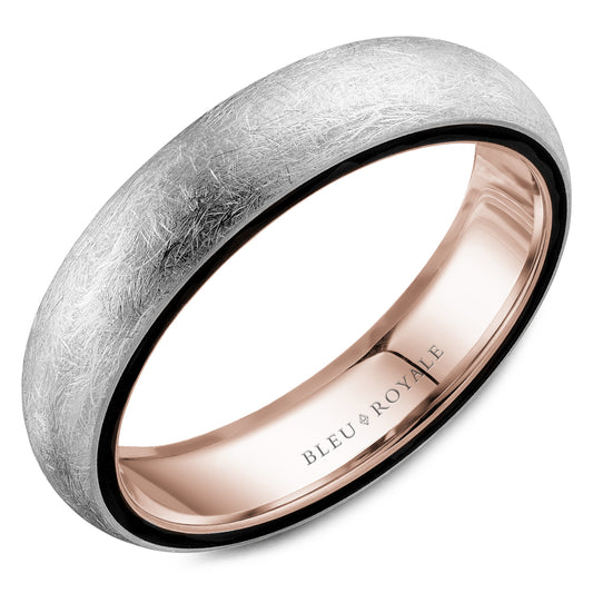 Bleu Royale Distinct Wedding Band 5.00mm White and Rose 18k Gold