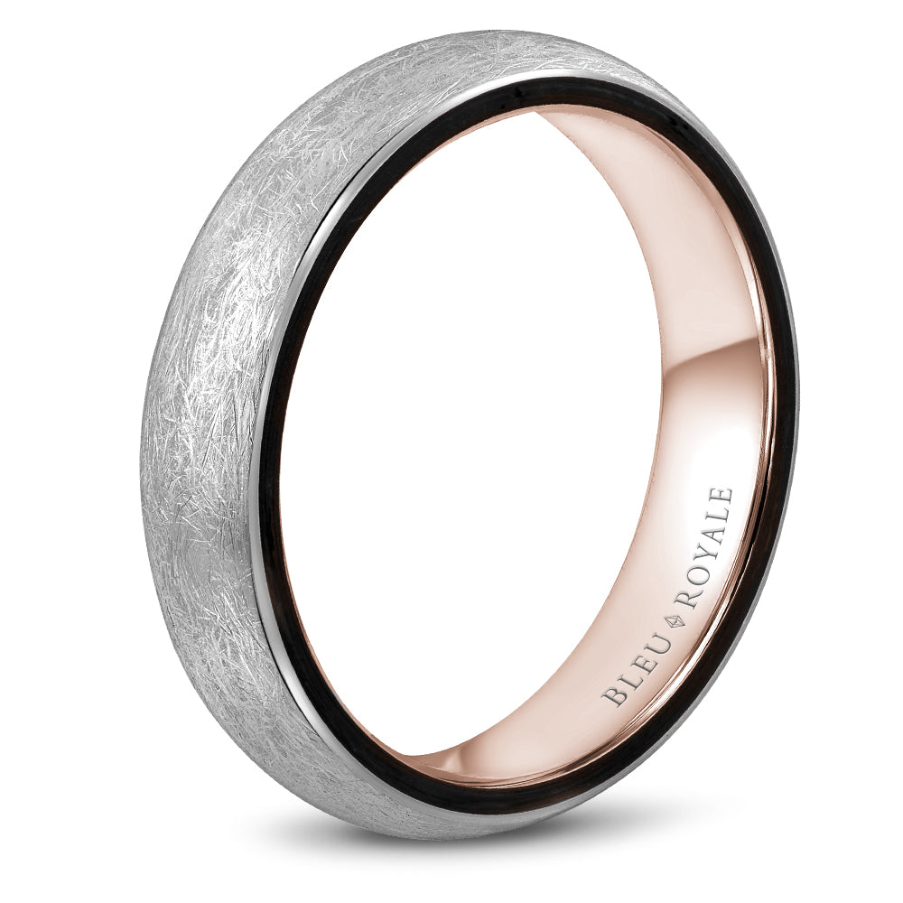 Bleu Royale Distinct Wedding Band 5.00mm White and Rose 18k Gold