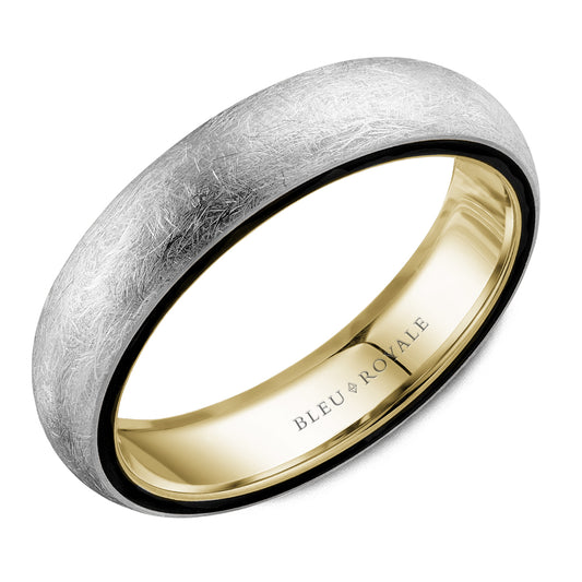 Bleu Royale Distinct Wedding Band 5.00mm White and Yellow 18k Gold