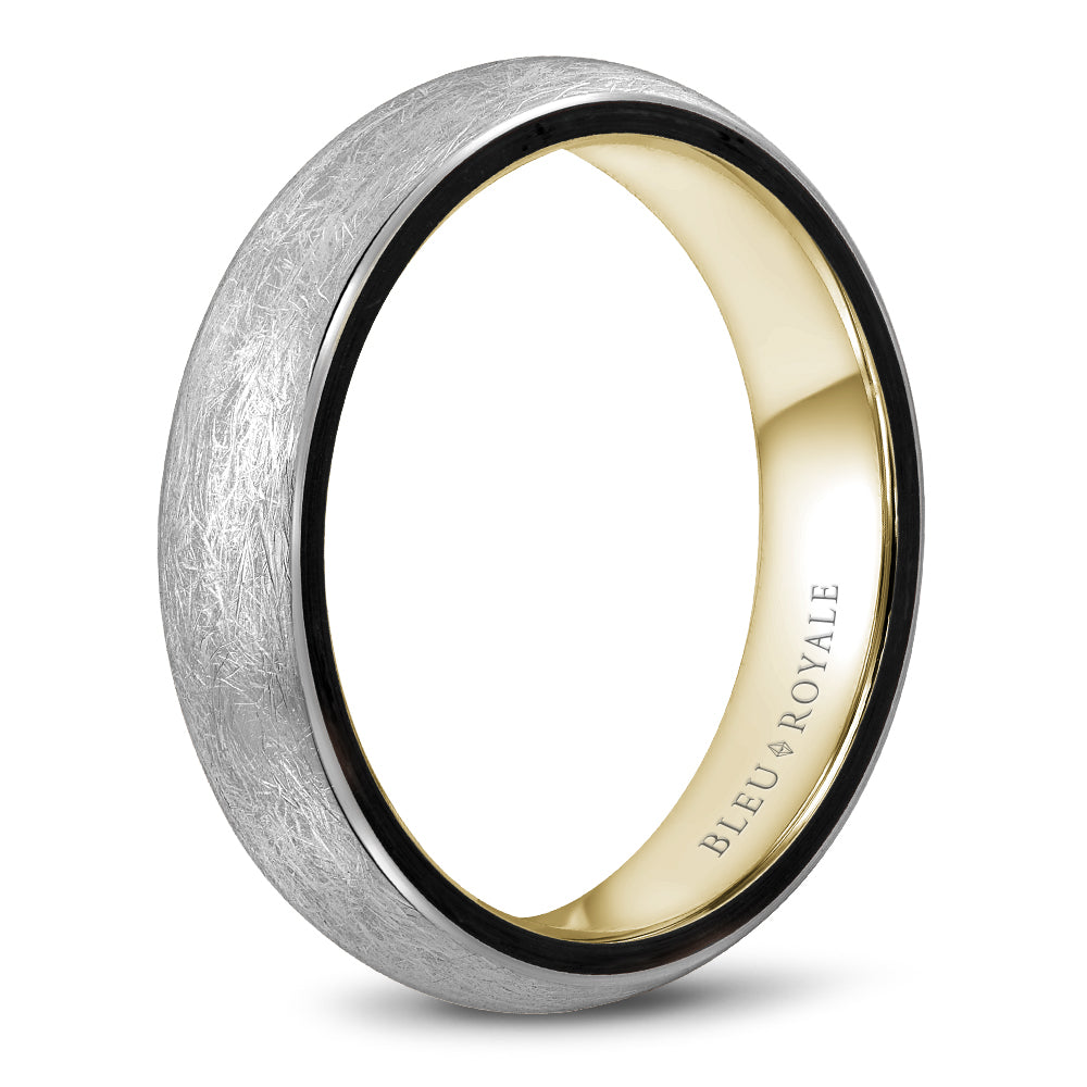 Bleu Royale Distinct Wedding Band 5.00mm White and Yellow 18k Gold