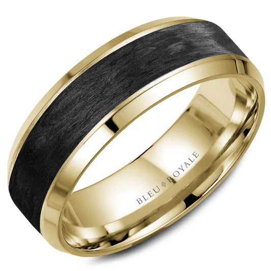 Bleu Royale Distinct Wedding Band 7.50mm 14k & Forged Carbon Fiber