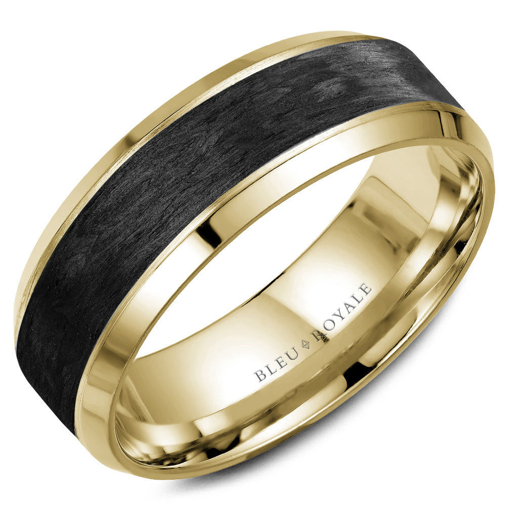 Bleu Royale Distinct Wedding Band 7.50mm 18k & Forged Carbon Fiber