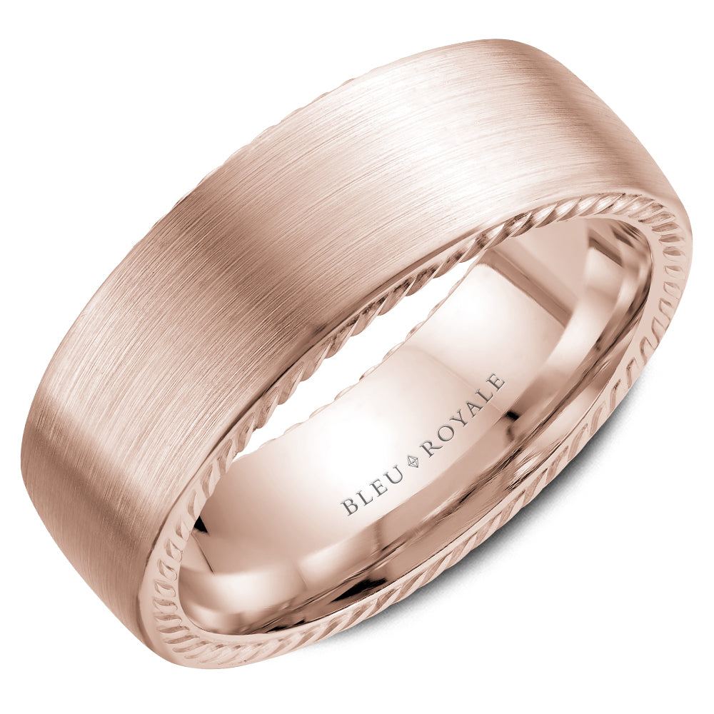 Bleu Royale Legacy Wedding Band 8.00mm Rose 14k Gold
