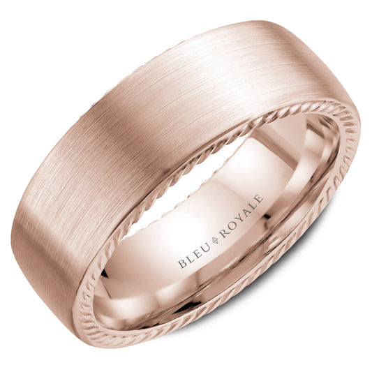 Bleu Royale Legacy Wedding Band 8.00mm Rose 14k Gold