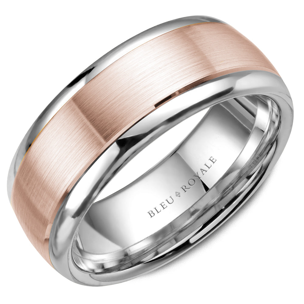 Bleu Royale Legacy Wedding Band 7.50mm Rose and White 18k Gold