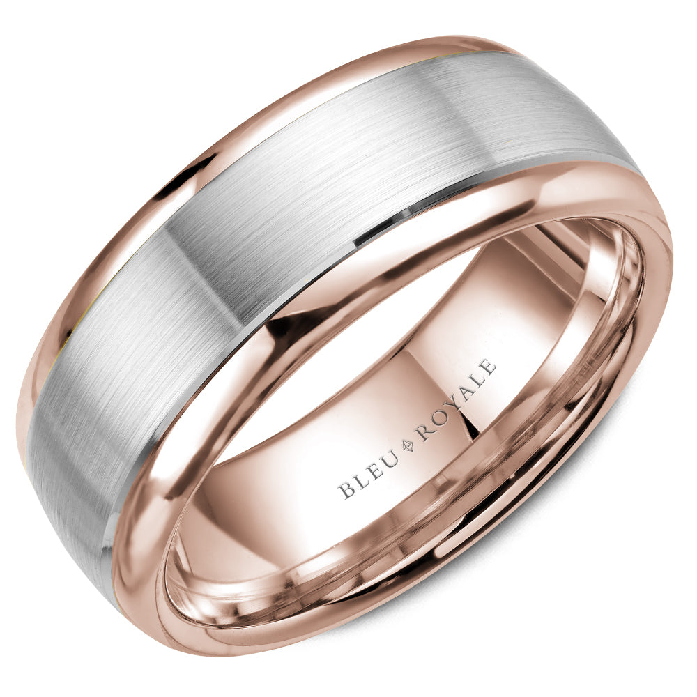 Bleu Royale Legacy Wedding Band 7.50mm White and Rose 18k Gold