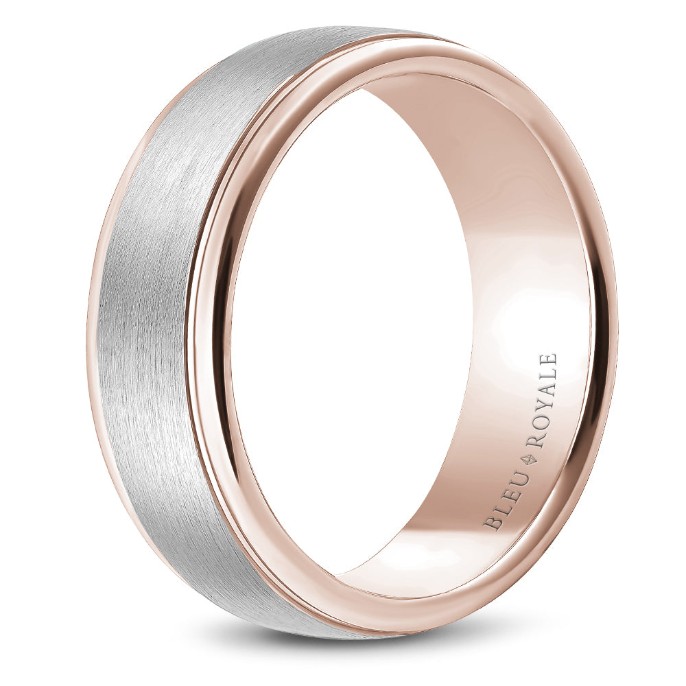 Bleu Royale Legacy Wedding Band 7.50mm White and Rose 14k Gold