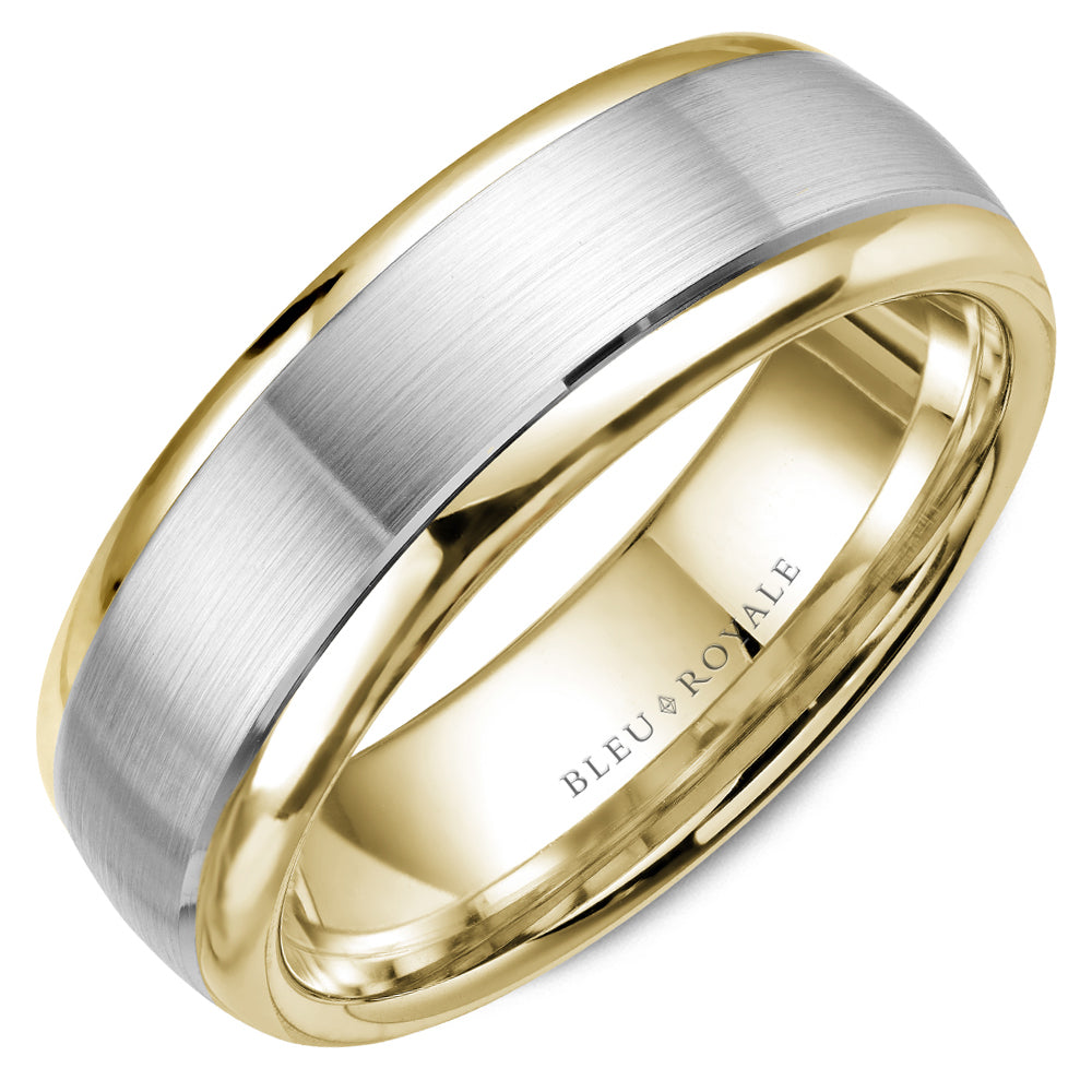 Bleu Royale Legacy Wedding Band 6.00mm White and Yellow 18k Gold