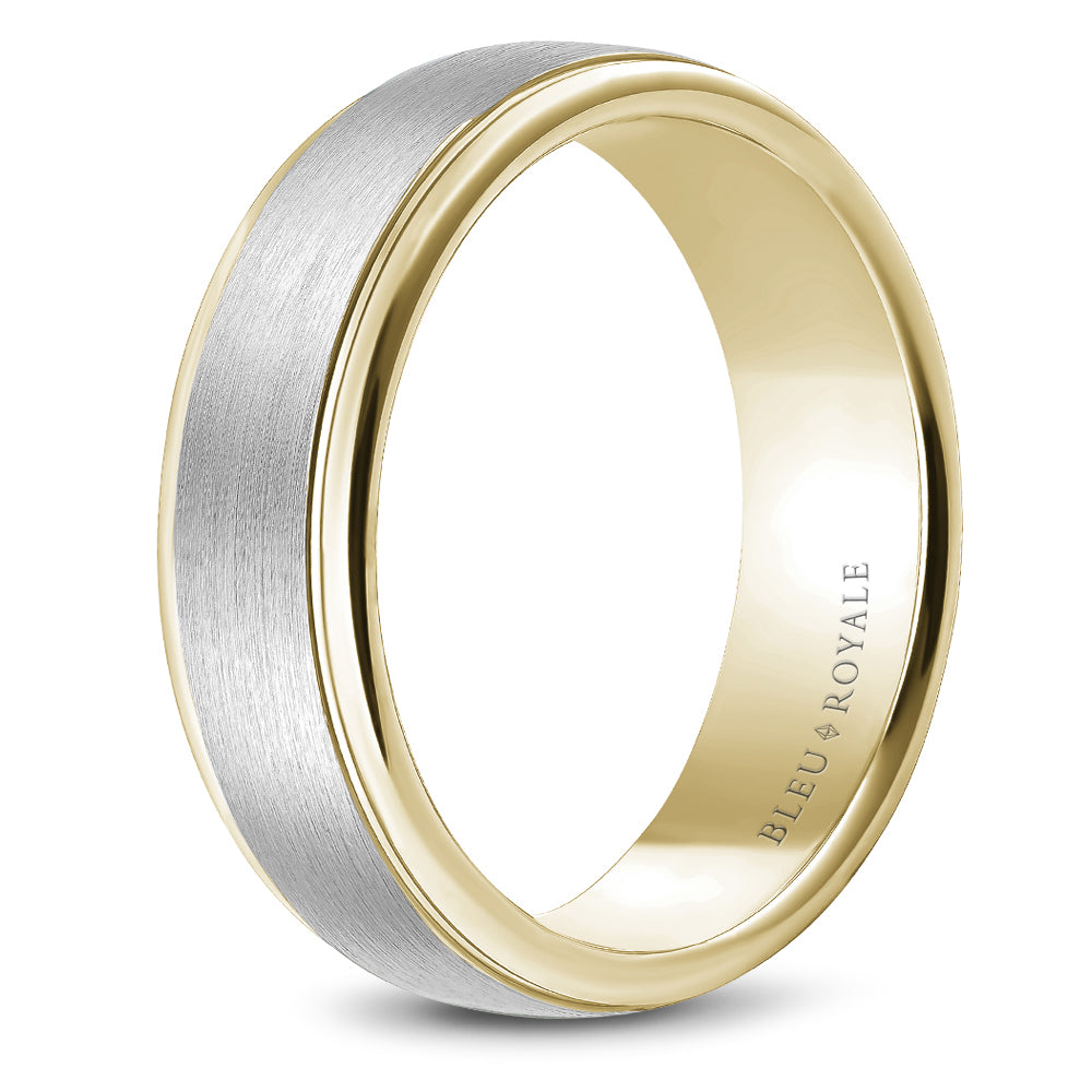 Bleu Royale Legacy Wedding Band 6.00mm White and Yellow 18k Gold