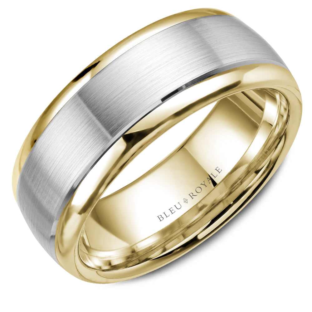 Bleu Royale Legacy Wedding Band 7.50mm White and Yellow 18k Gold