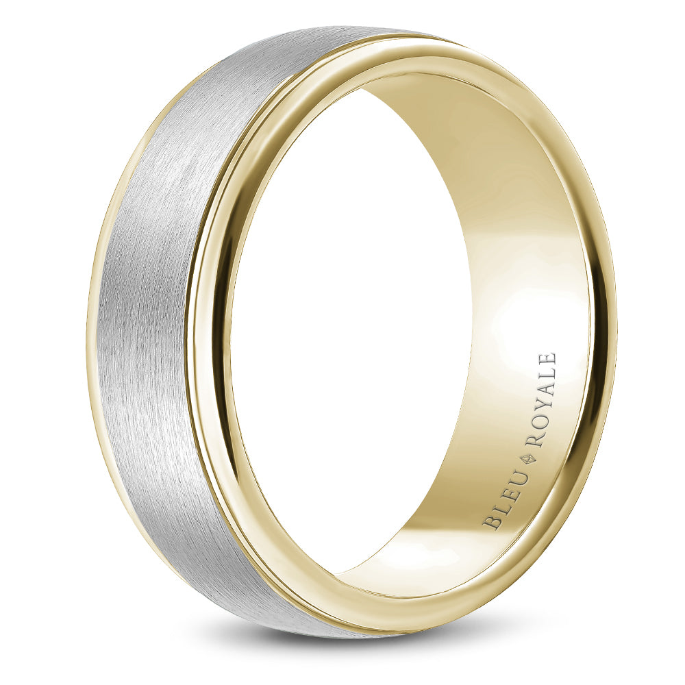 Bleu Royale Legacy Wedding Band 7.50mm White and Yellow 18k Gold