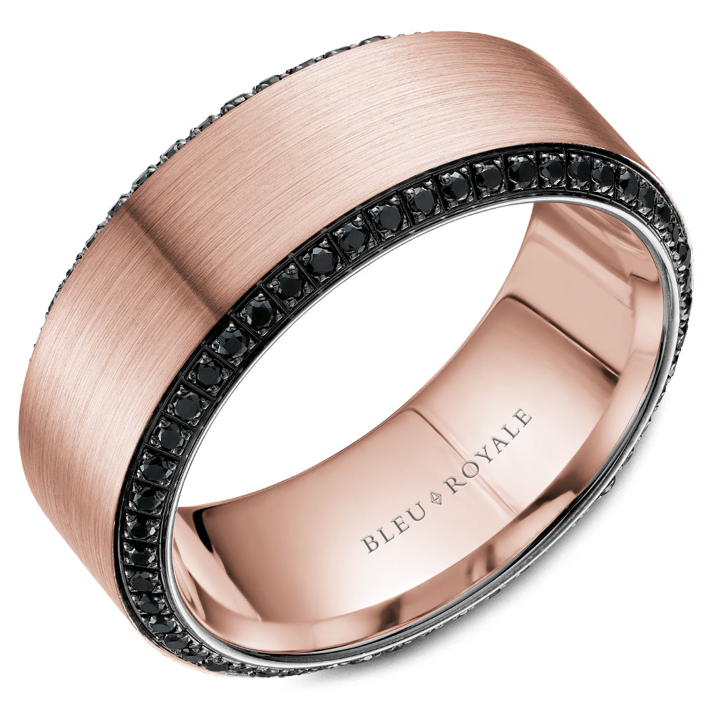 Bleu Royale Wedding Band 9.00mm Rose 18k Gold With 110 RD TCW 0.77ct