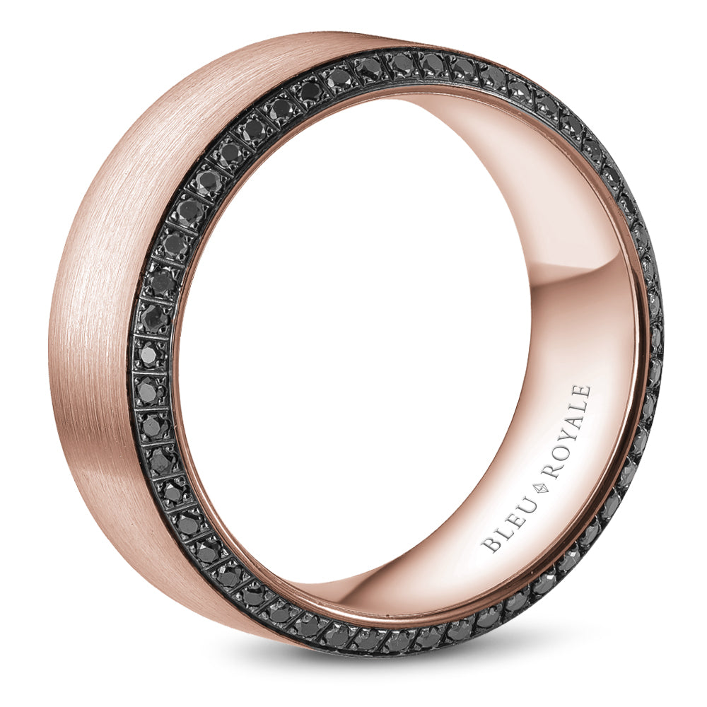 Bleu Royale Wedding Band 9.00mm Rose 18k Gold With 110 RD TCW 0.77ct
