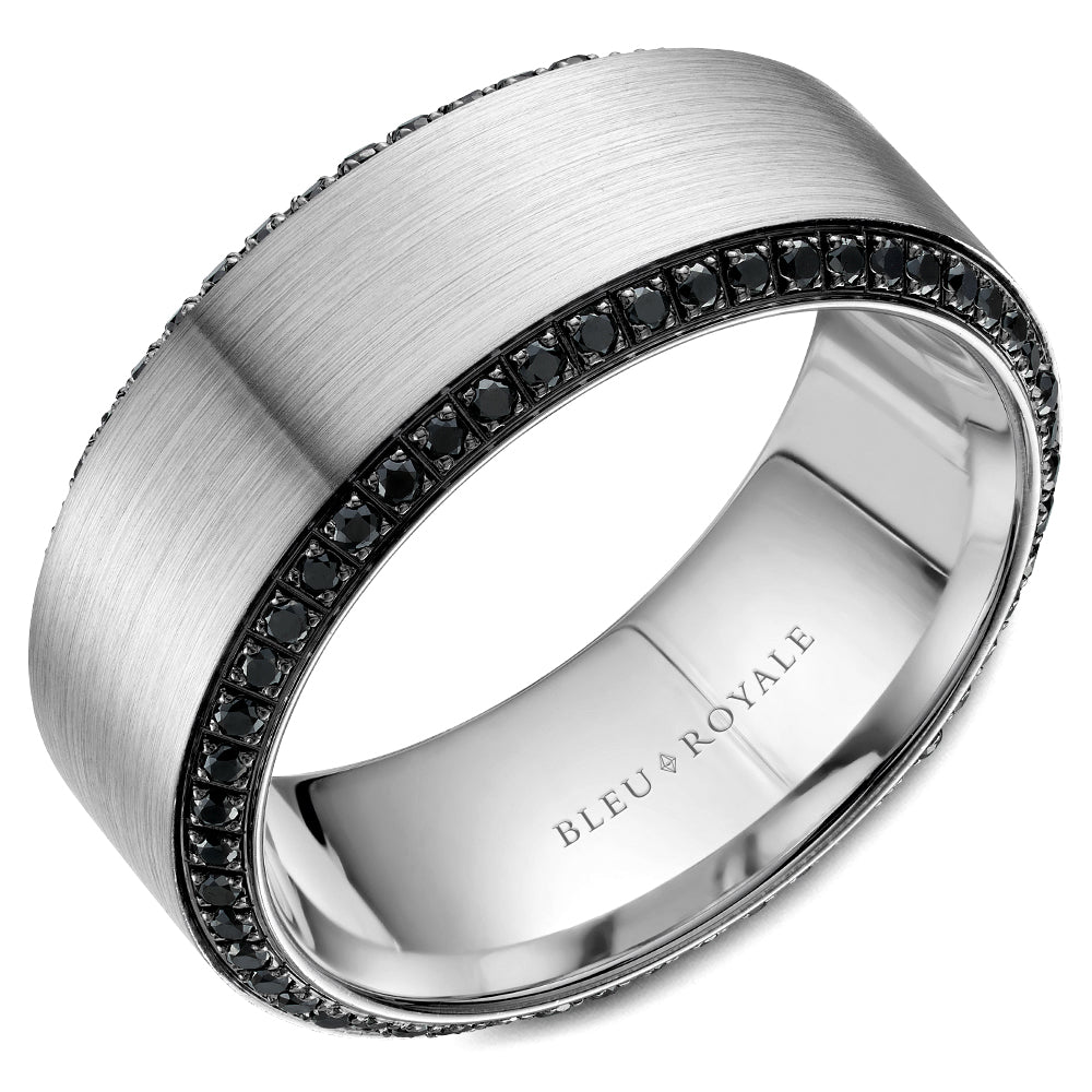 Bleu Royale Wedding Band 9.00mm White 14k Gold With 110 RD TCW 0.77ct