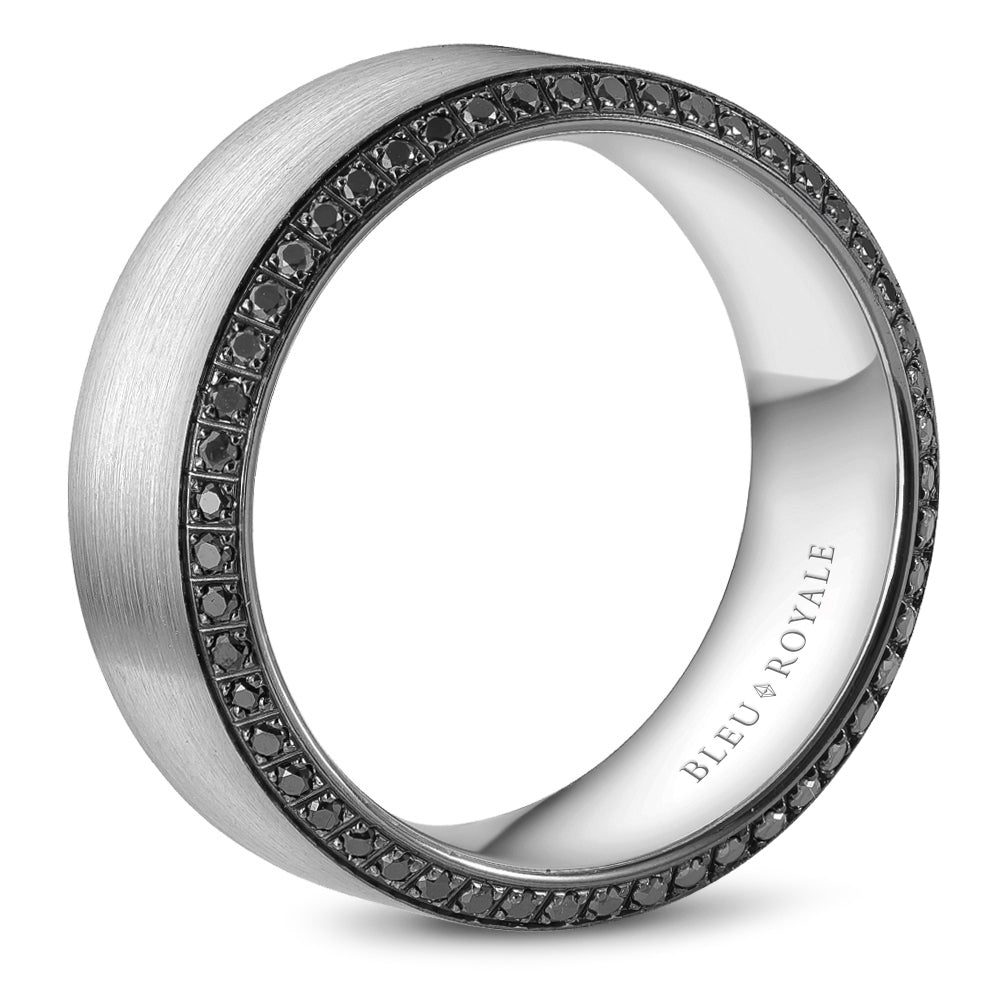 Bleu Royale Wedding Band 9.00mm White 14k Gold With 110 RD TCW 0.77ct