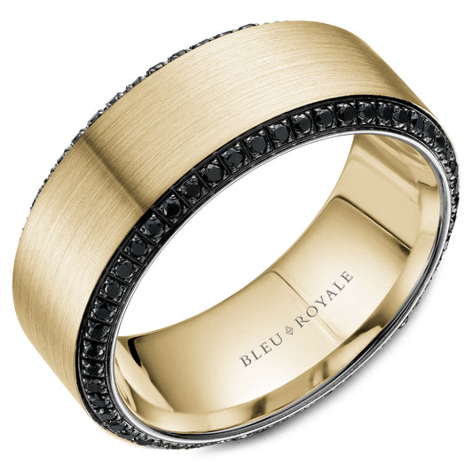 Bleu Royale Wedding Band 9.00mm Yellow 14k Gold With 110 RD TCW 0.77ct