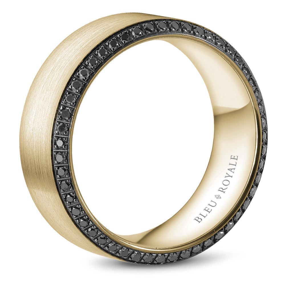 Bleu Royale Wedding Band 9.00mm Yellow 14k Gold With 110 RD TCW 0.77ct