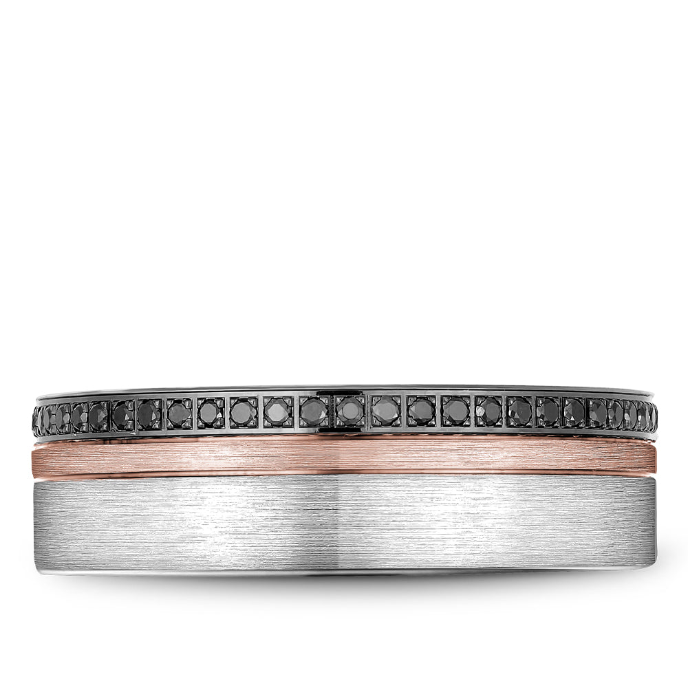 Bleu Royale Wedding Band 7.00mm White and Rose 14k Gold With 55 RD TCW 0.41ct