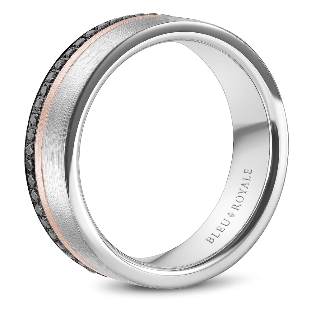 Bleu Royale Wedding Band 7.00mm White and Rose 18k Gold With 55 RD TCW 0.41ct