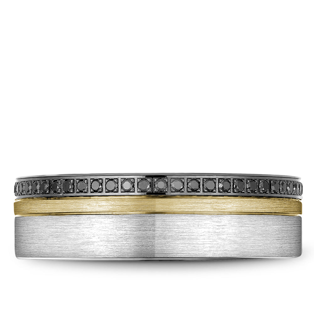 Bleu Royale Wedding Band 7.00mm White and Yellow 14k Gold With 55 RD TCW 0.41ct