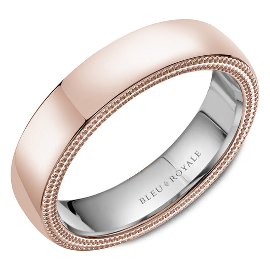 Bleu Royale Legacy Wedding Band 5.50mm Rose and White 18k Gold