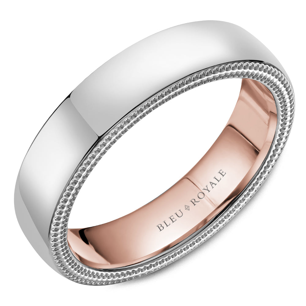 Bleu Royale Legacy Wedding Band 5.50mm White and Rose 14k Gold