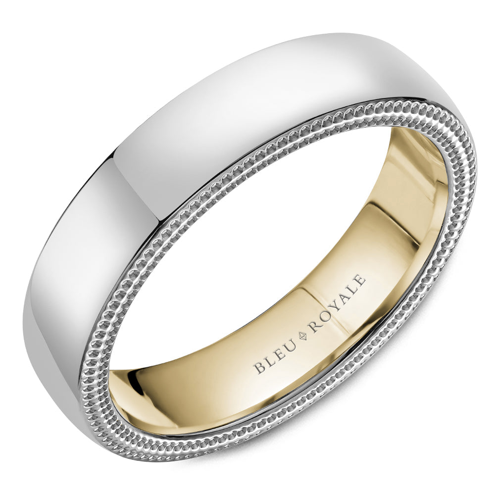 Bleu Royale Legacy Wedding Band 5.50mm White and Yellow 18k Gold