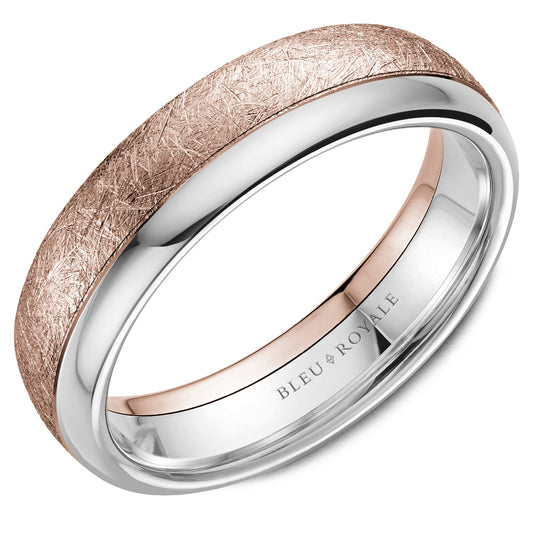 Bleu Royale Legacy Wedding Band 6.00mm Rose and White 18k Gold