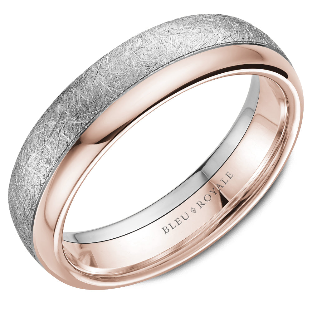 Bleu Royale Legacy Wedding Band 6.00mm White and Rose 18k Gold