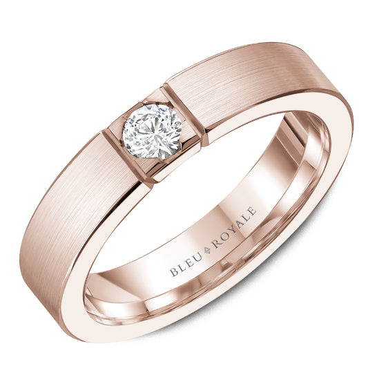 Bleu Royale Wedding Band 5.00mm Rose 14k Gold With 1 RD TCW 0.25ct