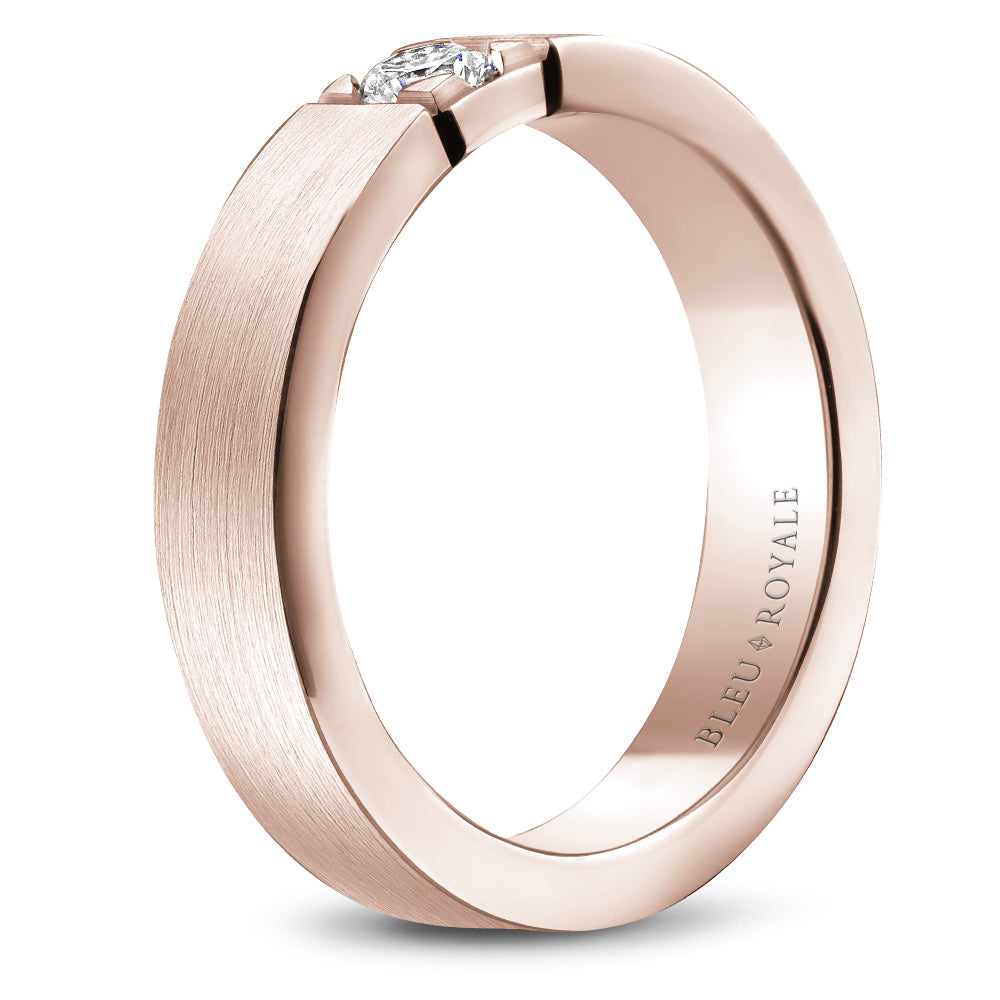 Bleu Royale Wedding Band 5.00mm Rose 18k Gold With 1 RD TCW 0.25ct