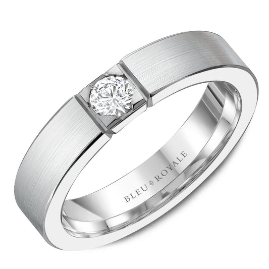 Bleu Royale Wedding Band 5.00mm White 14k Gold With 1 RD TCW 0.25ct