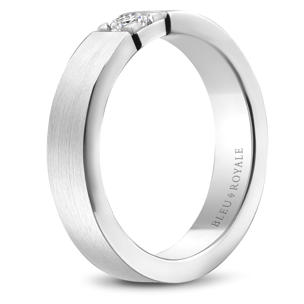 Bleu Royale Wedding Band 5.00mm White 14k Gold With 1 RD TCW 0.25ct