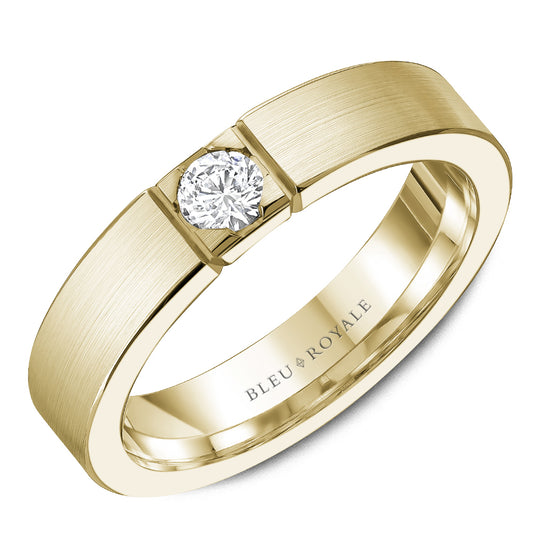 Bleu Royale Wedding Band 5.00mm Yellow 14k Gold With 1 RD TCW 0.25ct