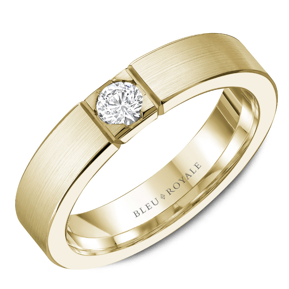 Bleu Royale Wedding Band 5.00mm Yellow 18k Gold With 1 RD TCW 0.25ct