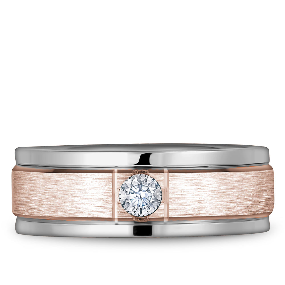 Bleu Royale Wedding Band 8.00mm Rose and White 14k Gold With 1 RD TCW 0.25ct