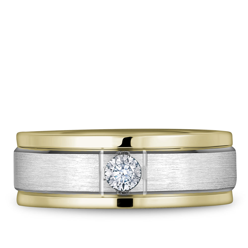 Bleu Royale Wedding Band 8.00mm White and Yellow 14k Gold With 1 RD TCW 0.25ct