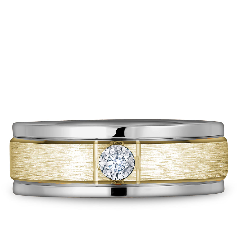 Bleu Royale Wedding Band 8.00mm Y&W 18k Gold With 1 RD TCW 0.25ct