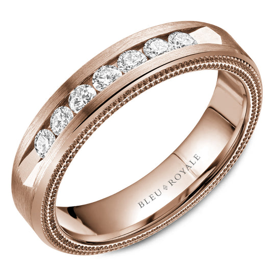 Bleu Royale Wedding Band 5.50mm Rose 18k Gold With 7 RD TCW 0.49ct