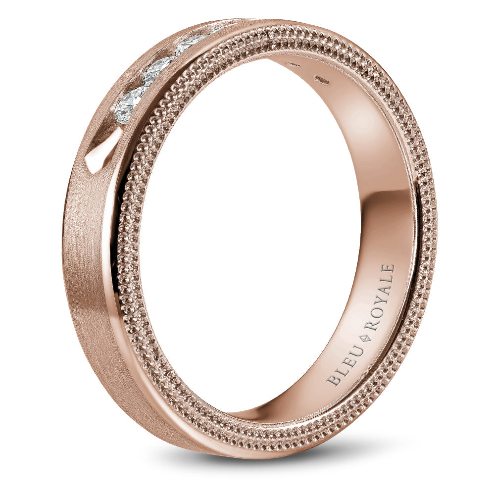 Bleu Royale Wedding Band 5.50mm Rose 18k Gold With 7 RD TCW 0.49ct