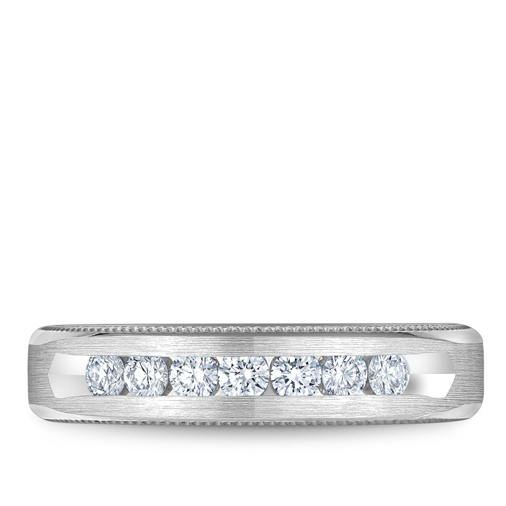 Bleu Royale Wedding Band 5.50mm White 14k Gold With 7 RD TCW 0.49ct