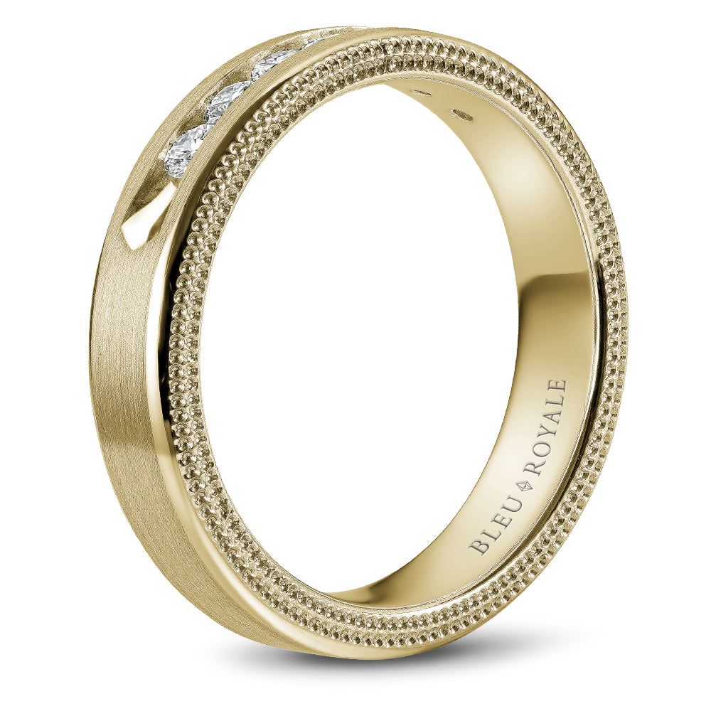 Bleu Royale Wedding Band 5.50mm Yellow 14k Gold With 7 RD TCW 0.49ct