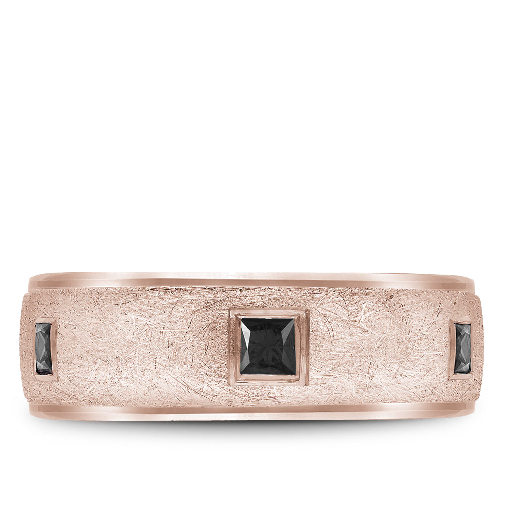 Bleu Royale Wedding Band 7.50mm Rose 14k Gold With 6 PR TCW 0.66ct